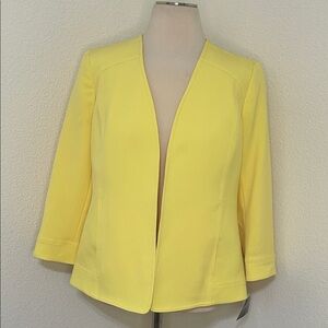 NWT Kasper Women's Sunny Yellow Open Blazer